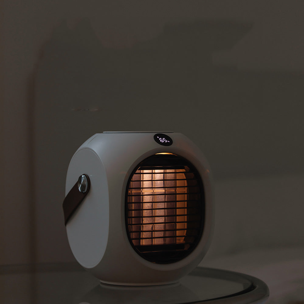 Ventilador Portátil com Refrigeração por Água e Cabeça Oscilante – Mini Ar Condicionado USB para Secretária com Função Spray e Luz LED