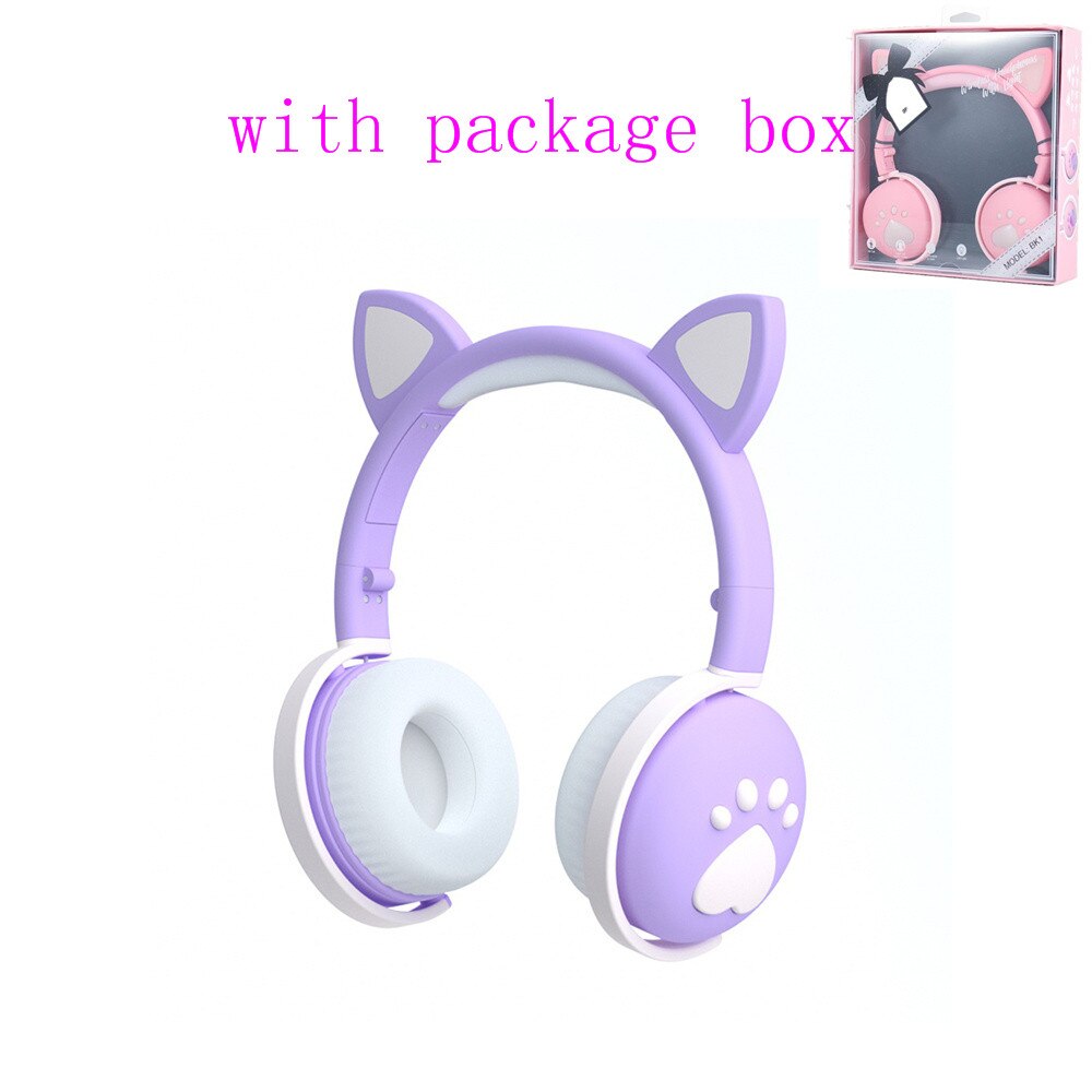 Fones de Ouvido Bluetooth AIKSWE – Orelhas de Gato LED para Meninas e Crianças