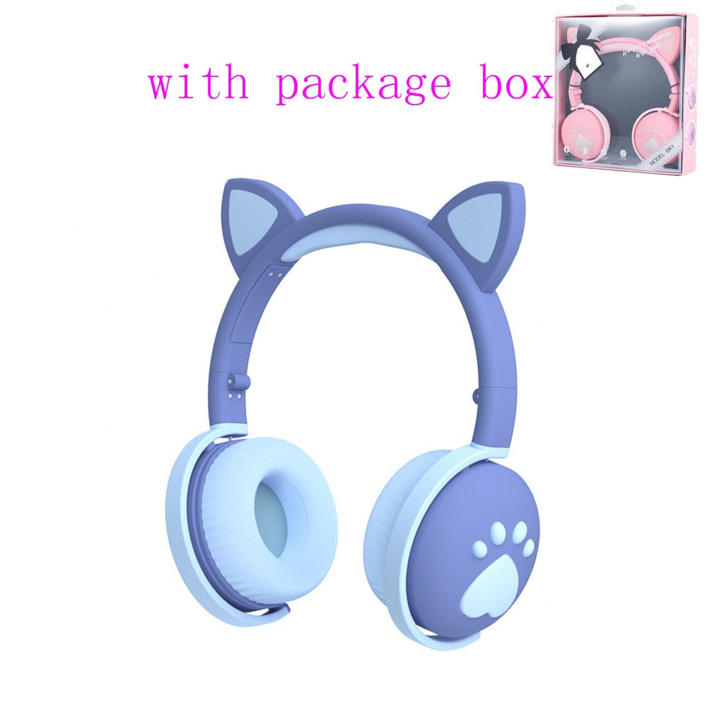 Fones de Ouvido Bluetooth AIKSWE – Orelhas de Gato LED para Meninas e Crianças