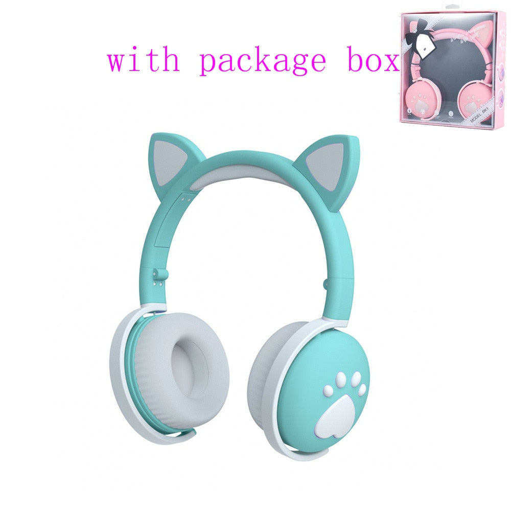 Fones de Ouvido Bluetooth AIKSWE – Orelhas de Gato LED para Meninas e Crianças