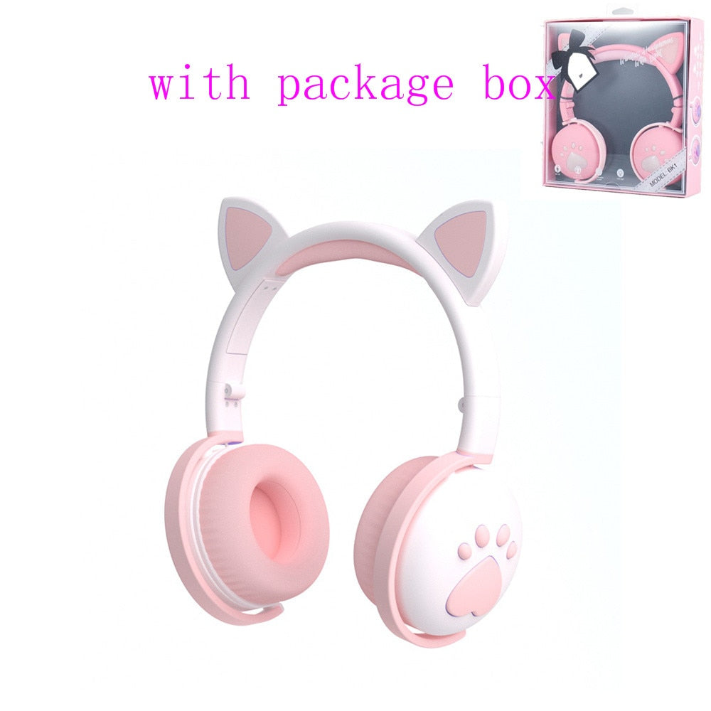 Fones de Ouvido Bluetooth AIKSWE – Orelhas de Gato LED para Meninas e Crianças