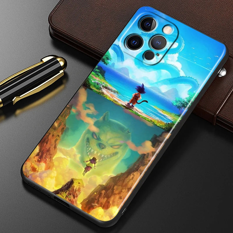 Capa Dragon Ball para iPhone – Estilo Urbano | Preta com Pintura Artística