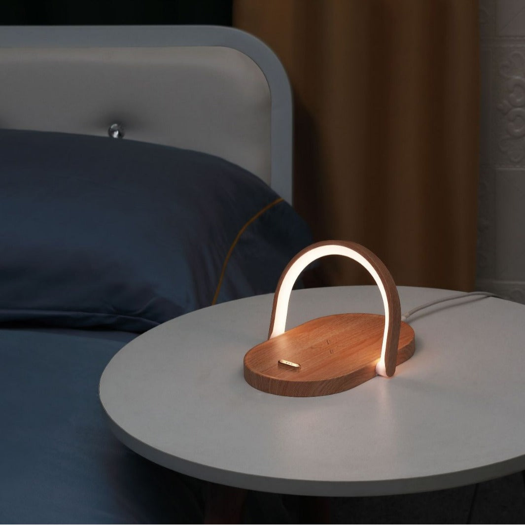 Carregador Sem Fio 15W com Lâmpada de Cabeceira Multifuncional e Luz Noturna