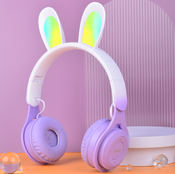 Headset Infantil M6R Orelhinhas de Coelho – LED Colorido e Bluetooth ✨