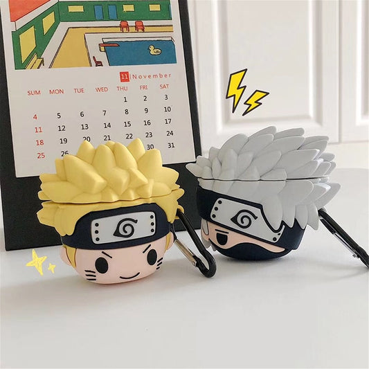 Case Anime Naruto & Sasuke para AirPods – Proteção Fofa e Estilosa