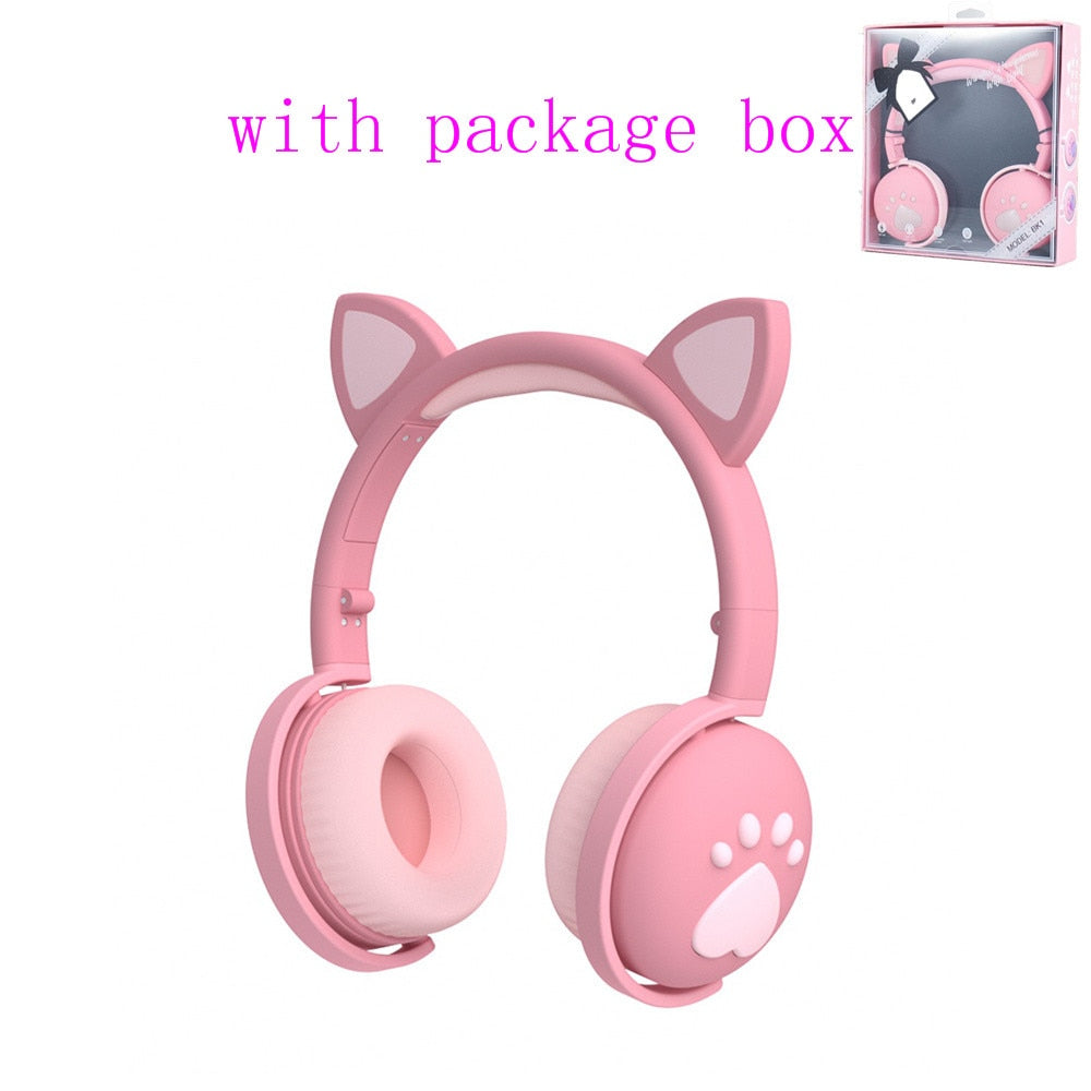 Fones de Ouvido Bluetooth AIKSWE – Orelhas de Gato LED para Meninas e Crianças