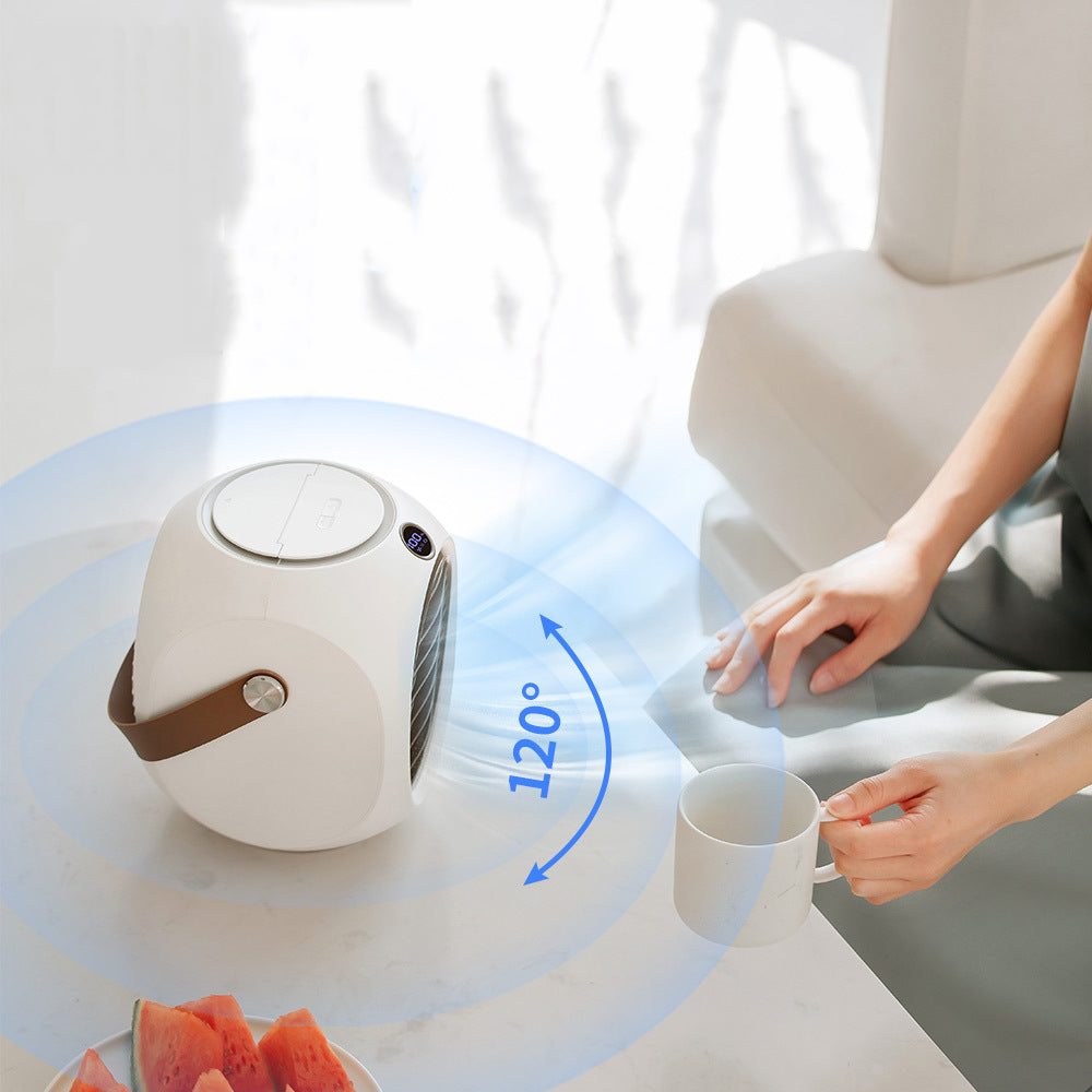 Ventilador Portátil com Refrigeração por Água e Cabeça Oscilante – Mini Ar Condicionado USB para Secretária com Função Spray e Luz LED