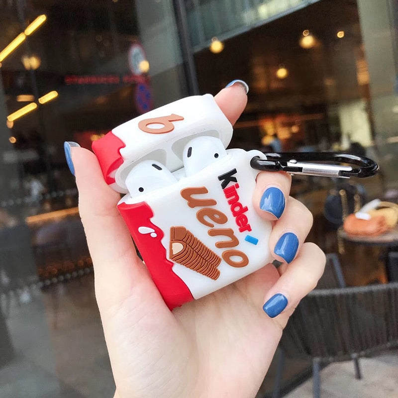 Capa de Silicone AirPods Kinder Bueno – Case Fofo para AirPods 1/2 com Carregamento Wireless