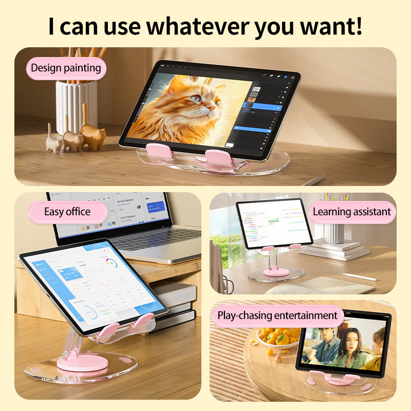 Q16 – Suporte Transparente para Telemóvel e Tablet 360° | Ajustável e Dobrável