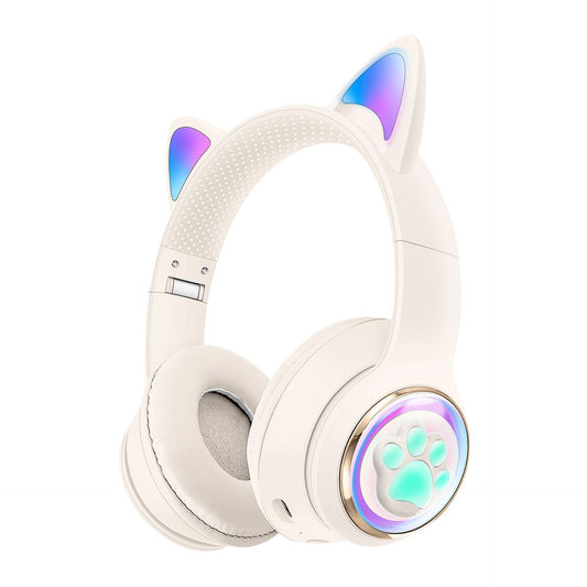 Fone Bluetooth Orelhas de Gato – Estilo Fofo e Graves Poderosos