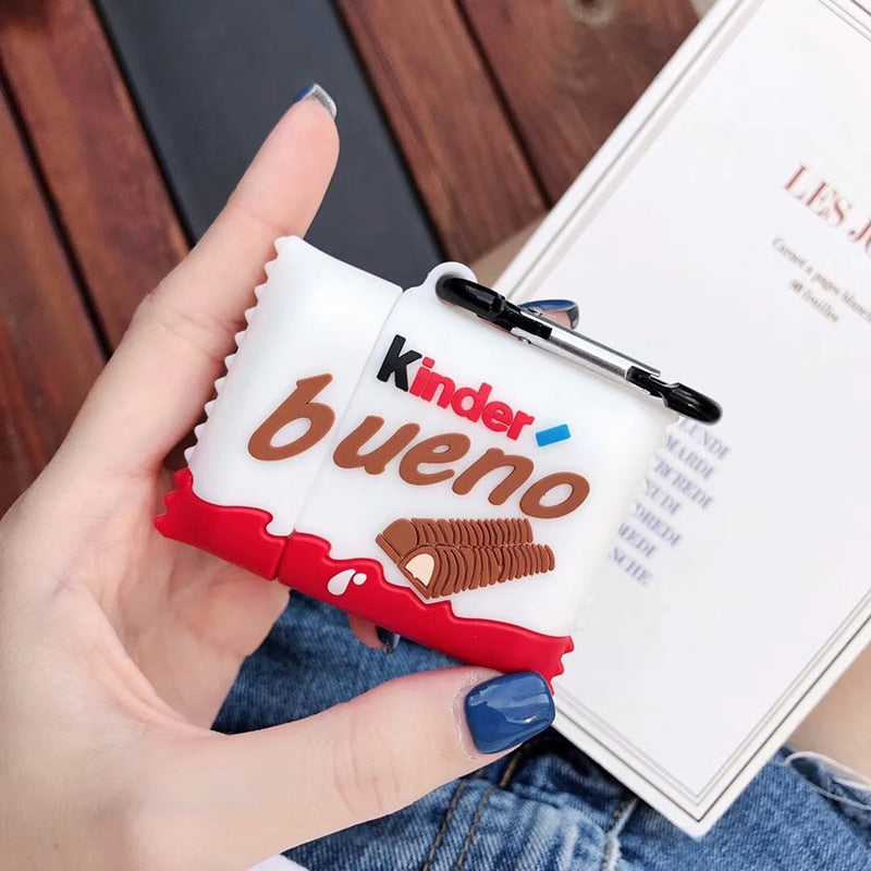 Capa de Silicone AirPods Kinder Bueno – Case Fofo para AirPods 1/2 com Carregamento Wireless