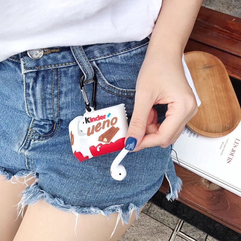 Capa de Silicone AirPods Kinder Bueno – Case Fofo para AirPods 1/2 com Carregamento Wireless