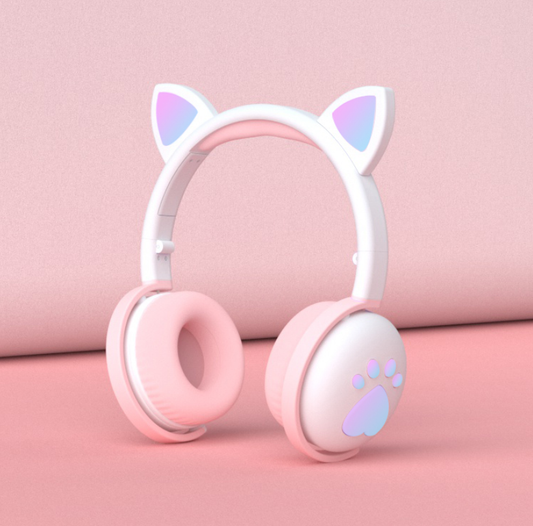 Fones de Ouvido Bluetooth AIKSWE – Orelhas de Gato LED para Meninas e Crianças