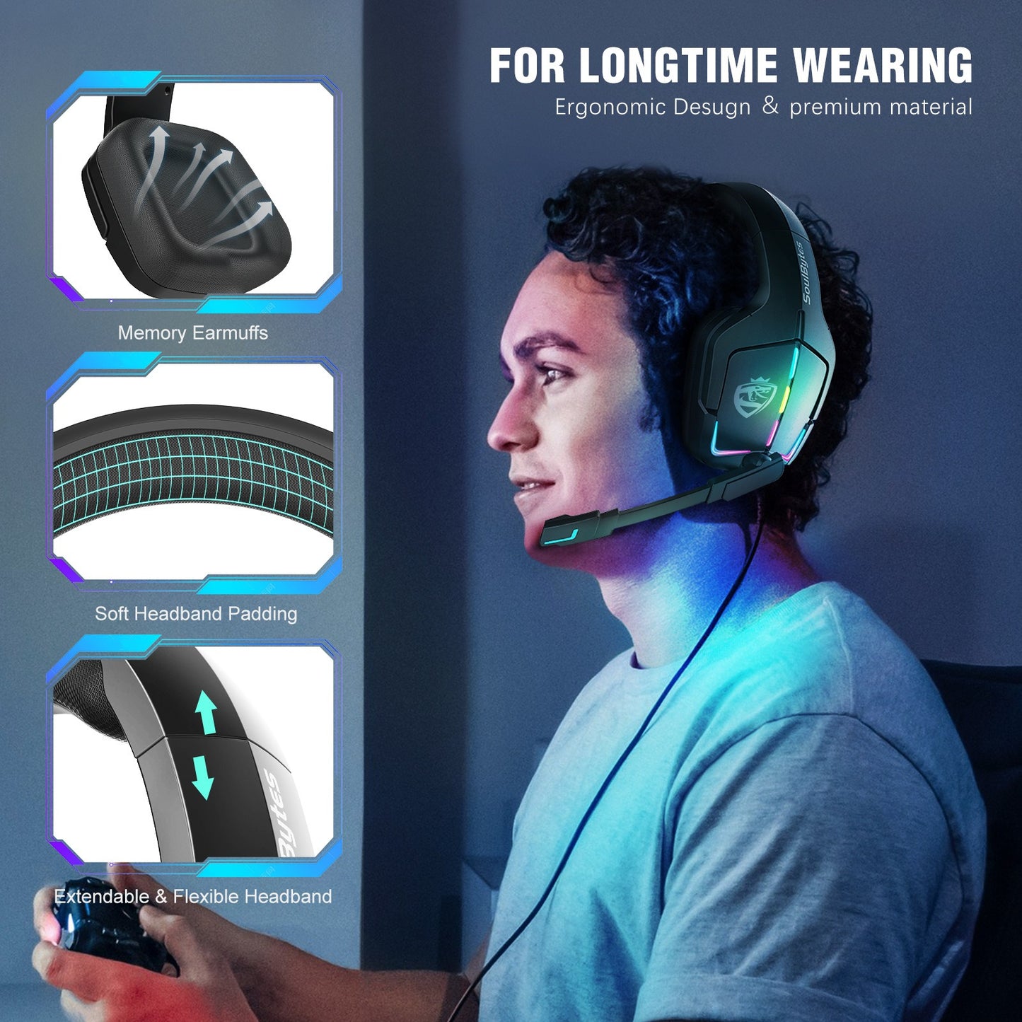 Headset Gamer S12 – RGB e Som Imersivo para PS4 e PC