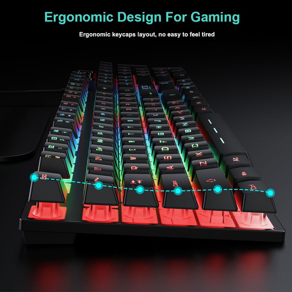 Wired Gaming Keyboard & Mouse Combo AN-300 – Teclas Flutuantes RGB Arco-íris, Mouse 5500 DPI, Plug-and-Play