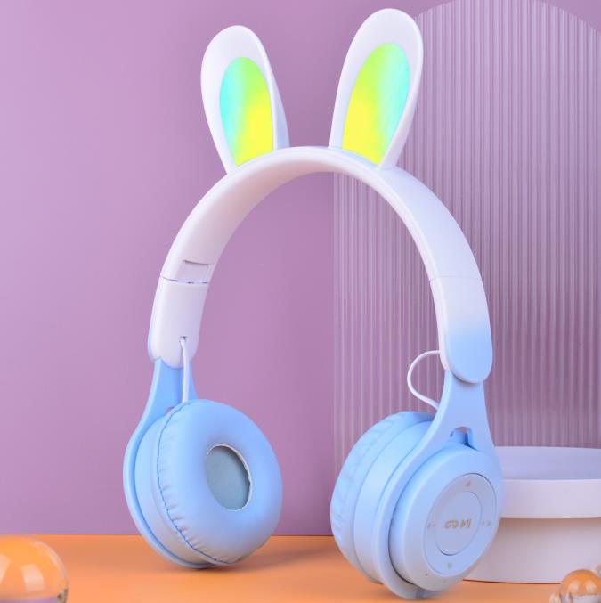 Headset Infantil M6R Orelhinhas de Coelho – LED Colorido e Bluetooth ✨