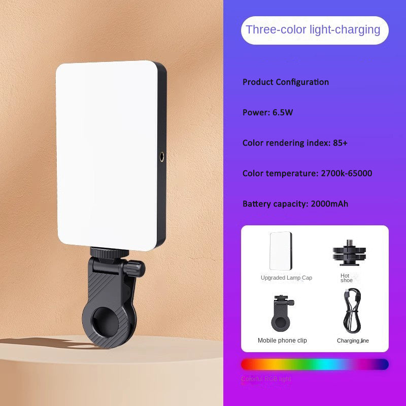 Luz LED para Vídeos, Lives e VLOGs – RGB e Tricolor | Recarregável com Clipe