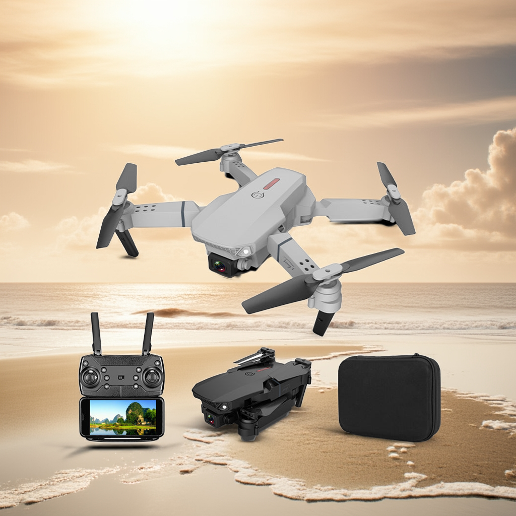E88 Drone with HD Camera – Long-Range, Fixed-Height Quadcopter for Kids